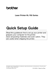 Brother International HL 760 Quick Setup Guide - English
