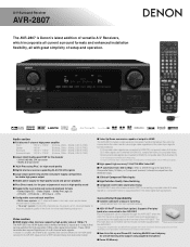 Denon AVR 2807 Literature/Product Sheet