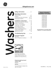 GE GFWS1500DWW Owners Manual
