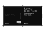 Lenovo N500 Laptop Supplement for User Guide - Lenovo N500