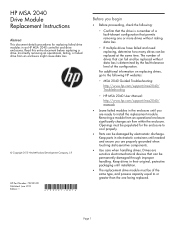 HP MSA 2040 HP MSA 2040 Drive Module Replacement Instructions (732221-001, June 2013)