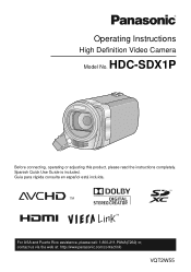 Panasonic HDC-SDX1H HDCSDX1 User Guide