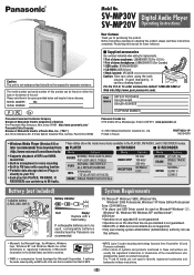 Panasonic SV-MP30 User Manual