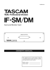TEAC IF-SM/DM IF-SM:DM Owner's Manual