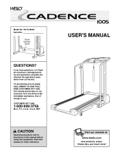 Weslo Cadence 1005 Treadmill English Manual