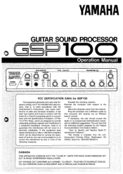 Yamaha GSP100 GSP100 Owners Manual