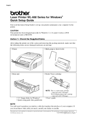 Brother International WL-660 Quick Setup Guide - English