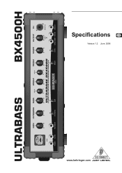 Behringer ULTRABASS BX4500H Specifications Sheet