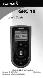 Garmin GRC 10 Remote Control GRC 10 User’s Guide