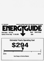 GE SG40T12TXK Energy Guide