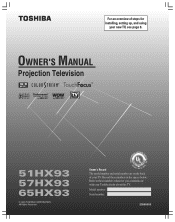 Toshiba 65HX93 Owners Manual