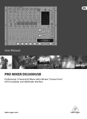 Behringer PRO MIXER DX2000USB Manual