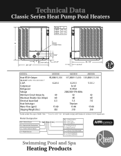 Rheem M6350ti Technical Data