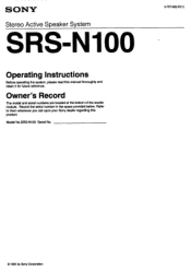 Sony SRS-N100 Users Guide