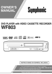 Symphonic WF803 Owner's Manual