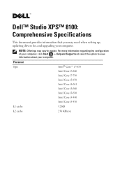 Dell Studio XPS 8100 Comprehensive Specifications