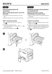 Sony CMT-EP707 Note: Protecting the CD mechanism