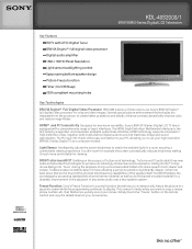 Sony KDL-40S2000/1 Marketing Specifications