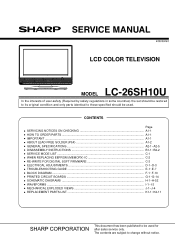 Sharp LC-26SH10U Service Manual