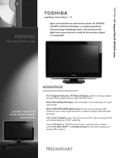 Toshiba 19LV610U Printable Spec Sheet