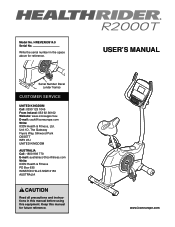 HealthRider R2000t Uk Manual