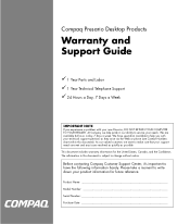 HP Presario 8000 Compaq Presario Desktop Products - Warranty and Support Guide