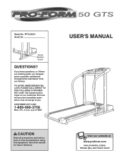 ProForm 50 Gts Treadmill English Manual