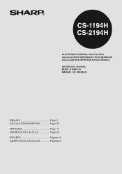 Sharp CS2194H CS-2194H/1194H Operation Manual