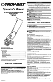 Troy-Bilt TBC57 Operation Manual