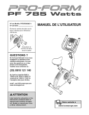 ProForm 785 Watts Bike French Manual