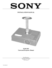 Sony PAM-200 Installation Manual