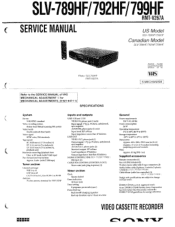 Sony SLV-789HF Primary User Manual