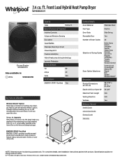 Whirlpool WHD862CHC Specification Sheet