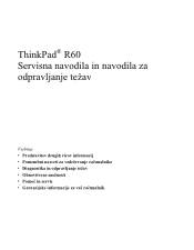 Lenovo ThinkPad R60 (Slovenian) Service and Troubleshooting Guide