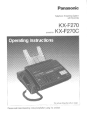 Panasonic KXF270 KXF270 User Guide