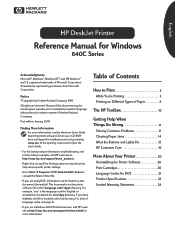 HP Deskjet 640/642c (English) Windows Connect * Reference Manual