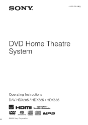 Sony DAVHDX585 Operating Instructions