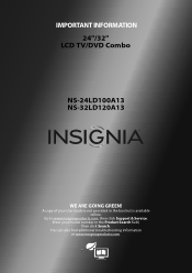 Insignia NS-24LD100A13 Important Information (English)