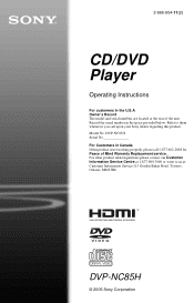 Sony DVP-NC85H/S Operating Instructions