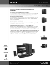 Sony VGC-RB40 Marketing Specifications