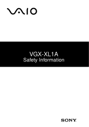 Sony VGX-XL1 VGX-XL1A Safety Information