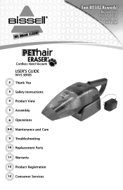 Bissell Pet Hair Eraser® Cordless Hand Vacuum User Guide