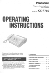 Panasonic KXF780 KXF780 User Guide