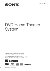 Sony DAV-DZ170 Operating Instructions