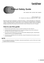 Brother International MFC-J815DW XL Product Safety Guide