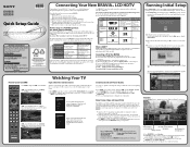 Sony KDL-52WL140 Quick Setup Guide