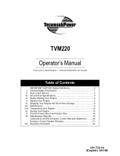 Tecumseh Products TVM220 Operator Manual