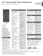 Bosch B36CT80SNB Product Spec Sheet