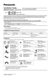 Panasonic BL-C101A Installation Guide