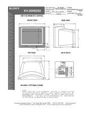 Sony KV-36HS500 Dimensions Diagrams